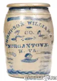 Williams & Co., 2 Gal. THOMPSON, WILLIAMS & CO. / MORGANTOWN, W. VA Stoneware Jar, circa 1875, Stoneware