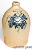 Unusual COWDEN & WILCOX / HARRISBURG, PA Double Grapes Jug by Cowden & Wilcox, circa 1865, Stoneware, sold Oct 2019