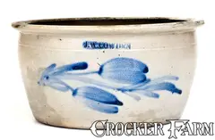 J.W. Cowden, Rare J. W. COWDEN / HARRISBURG, PA Stoneware Bowl, circa 1861, Stoneware