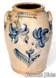 Willson's & Young, Extremely Rare WILLSON'S & YOUNG / HARRISBURG, PA Stoneware Jar w/ Floral Decoration, circa 1855, Stoneware
