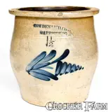 COWDEN & WILCOX / HARRISBURG, PA Stoneware Jar with Floral Decoration by Cowden & Wilcox, circa 1865, Stoneware, sold Oct 2019