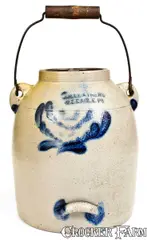 J.B. Leathers, Extremely Rare J.B. LEATHERS / MOUNT EAGLE, PA Batter Pail, circa 1875, Stoneware