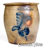 H B. Pfaltzgraff, 1 Gal. H. B. PFALTZGRAFF / YORK, PA Stoneware Cream Jar with Floral Decoration, circa 1870-1889, Stoneware