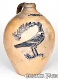 Very Rare W. H. FARRAR & CO. / GEDDES, NY Incised Bird Jug by W.H. Farrar & Co., mid 19th century, Stoneware, sold Oct 2019