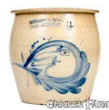 Extremely Rare COWDEN & WILCOX / HARRISBURG, PA Man-in-the-Moon w/ Smoking Pipe Jar by Cowden & Wilcox, circa 1865, Stoneware, sold Oct 2019