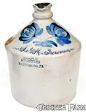 J.W. Cowden, Rare and Important J. W. COWDEN / HARRISBURG, PA Syrup Jug w/ Muncy, PA Inscription, circa 1861, Stoneware