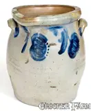 John Bell, 4 Gal. JOHN BELL / WAYNESBORO, PA Slumped Stoneware Jar w/ Bold Floral Decoration, circa 1850-1880, Stoneware