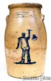 G. S. Guy & Co., Extremely Rare G. S. GUY & CO. / FORT EDWARD, NY Stoneware Magician Churn, circa 1880, Stoneware