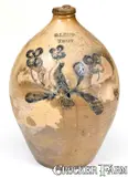 G. Lent, Rare G. LENT / TROY Stoneware Jug w/ Incised Bird and Floral Decoration, circa 1820, Stoneware