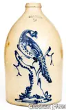 Fine J. & E. NORTON / BENNINGTON, VT Stoneware Jug w/ Elaborate Pheasant Decoration by J. & E. Norton, circa 1855, Stoneware, sold Oct 2019