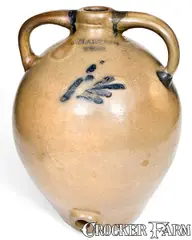 J. Clark & Co., Very Rare J. CLARK & CO. / TROY Stoneware Water Cooler w/ Incised Bird Decoration, circa 1826-1828, Stoneware