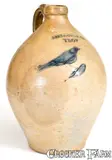 I. Seymour & Co., I. SEYMOUR & CO. / TROY Stoneware Jug w/ Incised Bird Decoration, circa 1830, Stoneware