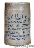 Herbert Behrens, Small-Sized H. F. BEHRENS / WHEELING, W. VA Stoneware Canning Jar, circa 1880, Stoneware