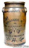 Williams And Reppert, 4 Gal. WILLIAMS & REPPERT / GREENSBORO, PA Stoneware Churn