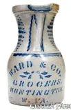 Ward & Co., Outstanding WARD & CO. / GROCERS / HUNTINGTON, W. VA Stoneware Pitcher, circa 1880, Stoneware