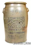 Hamilton & Jones, 6 Gal. HAMILTON & JONES / GREENSBORO, PA Stoneware Jar w/ Stenciled Decoration, circa 1875, Stoneware