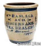 Wm. Haslage & Co., WM. HASLAGE & CO. / GROCERS AND TEA DEALERS / PITTSBURGH, PA Jar, circa 1875, Stoneware