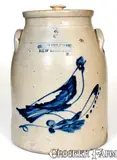 Connolly & Palmer, 3 Gal. CONNOLLY & PALMER / NEW BRUNSWICK, NJ Stoneware Bird Crock, circa 1886-1889, Stoneware