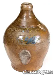 S. Amboy, Rare S. AMBOY / N. JERSY Ovoid Stoneware Jug att. Warne & Letts, South Amboy, NJ, early 19th century, Stoneware