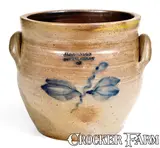H. Humiston, Rare H. HUMISTON / SOUTH AMBOY Stoneware Jar with Floral Decoration, circa 1830, Stoneware