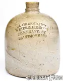 M. Greenbaum, Squat M. GREENBAUM / BALTIMORE, MD Stoneware Liquor Jug, circa 1875, Stoneware