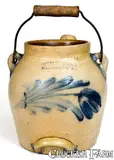 1 Gal. COWDEN & WILCOX / HARRISBURG, PA Stoneware Batter Pail with Floral Decoration by Cowden & Wilcox, circa 1865, Stoneware, sold Oct 2019