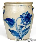 Cowden & Wilcox, 4 Gal. COWDEN & WILCOX / HARRISBURG, PA Stoneware Jar with Large Floral Decoration