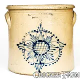 O. L. & A. K. Ballard, 2 Gal. O. L. & A. K. BALLARD / BURLINGTON, VT Stoneware Crock w/ Fine Floral Design, circa 1865, Stoneware