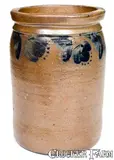 JOHN BELL / WAYNESBORO Stoneware Jar with Cobalt Floral Decoration by John Bell, circa 1850-1880, Stoneware, sold Oct 2019