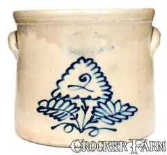 J. Burger, 2 Gal. J. BURGER / ROCHESTER, NY Stoneware Crock with Floral Decoration, circa 1880, Stoneware