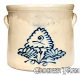 J. Burger, 2 Gal. J. BURGER / ROCHESTER, NY Stoneware Crock with Floral Decoration, circa 1880, Stoneware