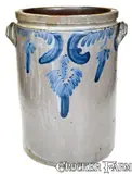Solomon Bell, 6 Gal. SOLOMON BELL / STRASBURG, VA Stoneware Crock w/ Elaborate Decoration, circa 1880, Stoneware