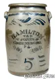 Hamilton & Jones, 5 Gal. HAMILTON & JONES / GREENSBORO, PA Stoneware Jar, circa 1875, Stoneware