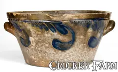 J. Keister, J. KEISTER / STRASBURG, VA Stoneware Milkpan with Swag Decoration, circa 1870, Stoneware
