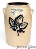 F. Stetzenmeyer, Fine F. STETZENMEYER / ROCHESTER, NY Stoneware Jar w/ Slip-Trailed Foliate Decoration