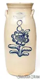 J. Burger Jr, 8 Gal. J. BURGER JR. / ROCHESTER, N.Y. Stoneware Churn with Slip-Trailed Floral Decoration