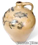 Sh Addington, Extremely Rare SH ADDINGTON / UTICA Stoneware Incised Fish Jug, circa 1830-1838, Stoneware