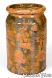 Bacher & Kern, Very Rare BACHER & KERN / WINCHESTER, VA Redware Jar w/ Vibrant Glaze, circa 1882, Redware