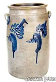 Solomon Bell, Rare 6 Gal. SOLOMON BELL / STRASBURG, VA Stoneware Jar w/ Heavy Cobalt Floral Decoration, circa 1865, Stoneware