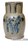 Miller & Davison, Rare 1/2 Gal. MILLER & DAVISON / STRASBURG, VA Stoneware Pitcher w/ Floral Decoration, circa 1880, Stoneware