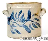 Solomon Bell, SOLOMON BELL / STRASBURG, VA Stoneware Butter Crock w/ Profuse Floral Decoration, circa 1860, Stoneware