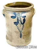 J.M. Hickerson, Fine 5 Gal. J. M. HICKERSON / STRASBURG, VA Stoneware Jar w/ Profuse Floral Decoration, circa 1875, Stoneware