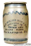 E. J. Miller Son & Co., 1 Gal. Western PA Stoneware Jar with E. J. MILLER SON & CO. / ALEXANDRIA, VA Stenciled Advertising, circa 1875, Stoneware