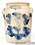 Willson's & Young, Rare WILLSON'S & YOUNG / HARRISBURG, PA Stoneware Jar with Floral Decoration, circa 1855, Stoneware