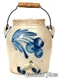 COWDEN & WILCOX / HARRISBURG, PA Stoneware Batter Pail w/ Cherries Decoration by Cowden & Wilcox, circa 1865, Stoneware, sold Jul 2019