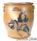 M. & T. Miller, 5 Gal. M. & T. MILLER / NEWPORT, PA Stoneware Cream Jar with Floral Decoration