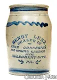 Henry Lenz, HENRY LENZ / ALLEGHENY CITY, PA Stoneware Jar with Stenciled Advertising, circa 1875, Stoneware