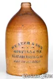F.H. Cowden, Unusual ELIZABETHVILLE, PA Advertising Jug by F. H. COWDEN / HARRISBURG, PA, circa 1885, Stoneware