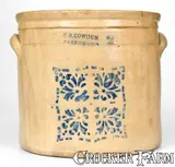 F.H. Cowden, 2 Gal. F. H. COWDEN / HARRISBURG, PA Stoneware Crock w/ Stenciled Decoration
