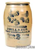 Foell & Alt, 2 Gal. FOELL & ALT / EAST BIRMINGHAM, PA Stoneware Jar with Freehand Floral Decoration, circa 1860, Stoneware